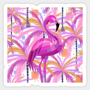 Vibrant Pink Flamingo Palm Trees Sticker